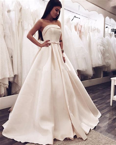 Elegant White Prom Dress Evening Dress Ball Gown Long Satin Prom