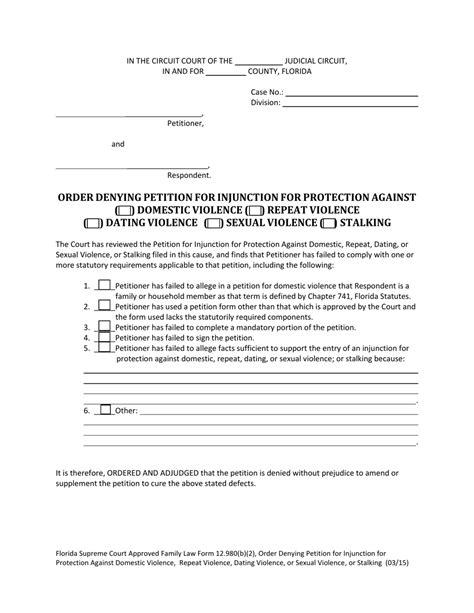 Florida Fillable Form Injunction Violation Form Printable Forms Free
