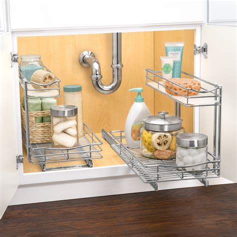Lynk Roll Out Under Sink Cabinet Organizer Pull Out Two Tier Sliding