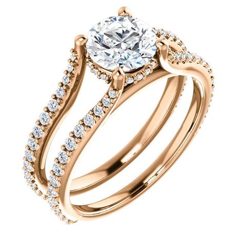 Rose Gold Diamond Accented Engagement Ring Click Through For Product