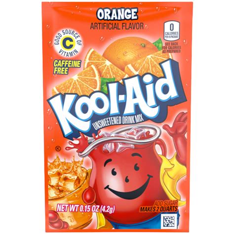 Kool Aid Orange Unsweetened Drink Mix Sachet 015oz 42g Poppin Candy