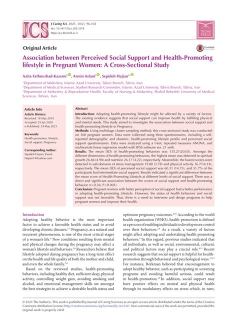 PDF Association Between Perceived Social Support And Health Promoting