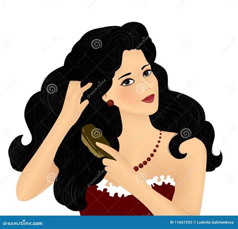 Girl Brushing Her Hair Cartoon Vector 11667293