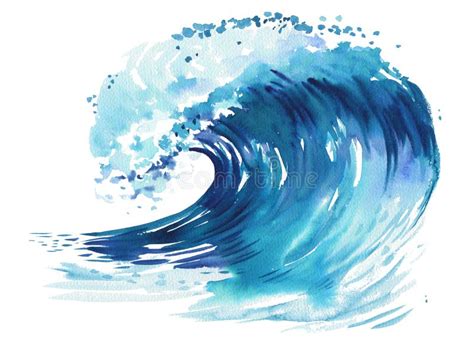 Sea Wave Abstract Watercolor Hand Drawn Illustration Isolated On