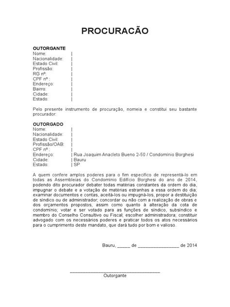 PDF Modelo de Procuração para Assembleia Condominial DOKUMEN TIPS