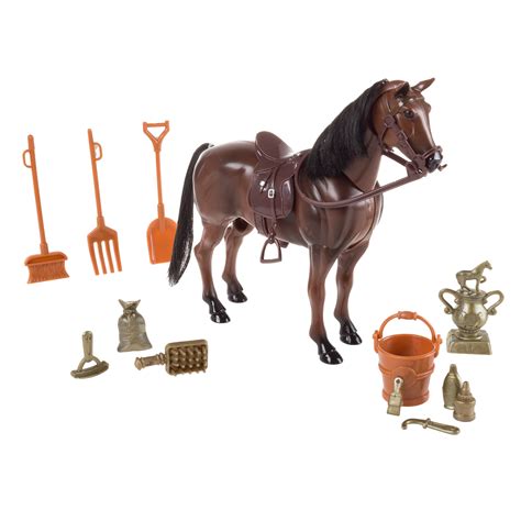 Toy Horse Set With Accessories Brushable Mane And Tail By Hey Play