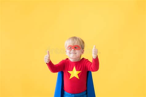 132 Portrait Superhero Child Against Blue Background Stock Photos