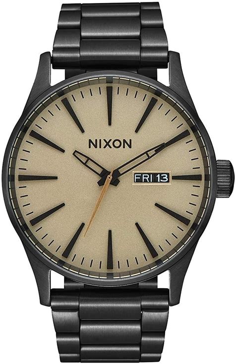 Nixon Sentry Ss Stainless Steel Daydate 42mm Wr 100 Meters Mens Watch A356 Ebay