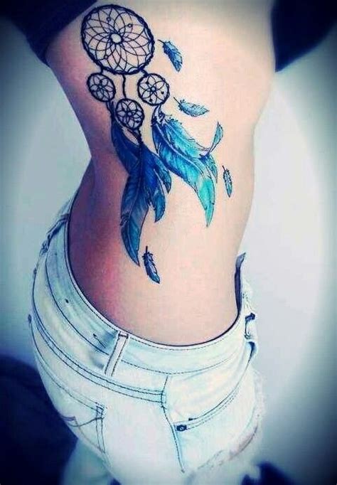 Beautiful Blue Dream Catcher Tattoo Tatuagem De Costela