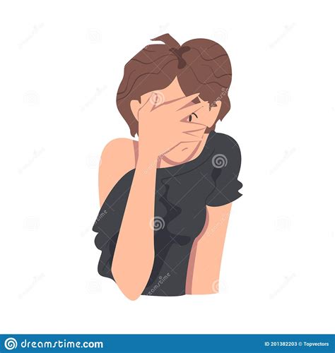 embarrassed man covering his face with hands regretful person with clasped hands cartoon style