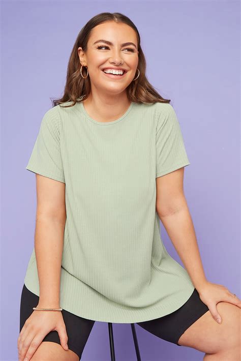 Limited Collection Sage Green Ribbed Swing T Shirt Yours Clothing
