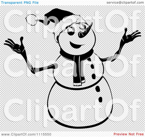 Clipart Black And White Happy Christmas Snowman Royalty Free Vector