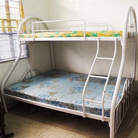 Steel Double Deck Bed Frame White With Uratex Mattress Babies And Kids