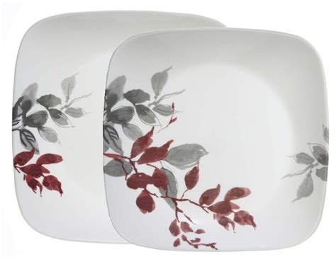 Corelle Square Kyoto Leaves Dinner Or Lunch Plate Japanese Garden Red