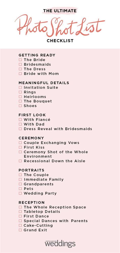 The Ultimate Wedding Photo Shot List Wedding Photo Checklist Wedding
