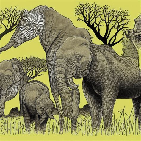 Best Safari Animals And Trees Graphic · Creative Fabrica