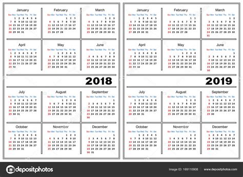 Calendar Template 2018 2019 — Stock Vector © Silantiy 169110908