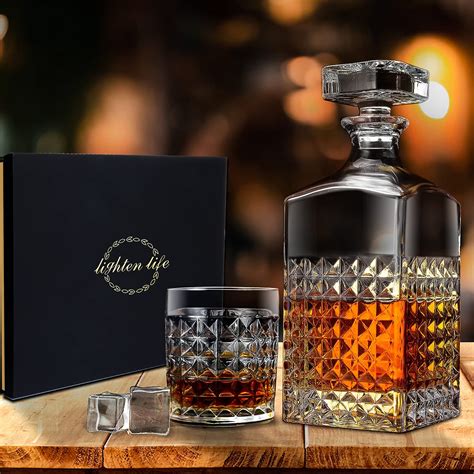 Lighten Life Whisky Decanter Sets Italian Style Decanter With 4 Glasses Set In T Box Crystal