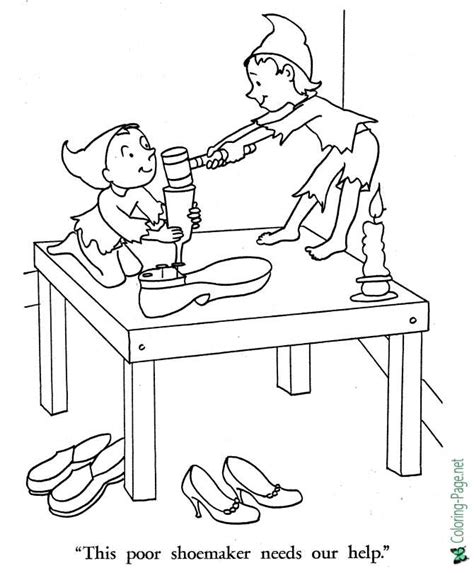 Shoemaker And Elves Coloring Page Elf At Work