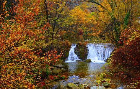 Wallpaper Waterfall Autumn River Fall Autumn Waterfall River
