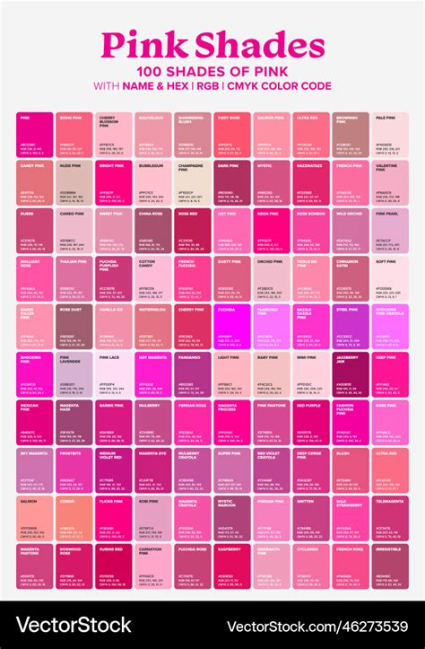 99 Shades Of Pink Color With Names Hex Rgb Cmyk 41 Off