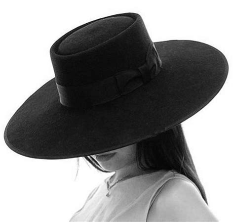 Women Lulu Wide Brim Fedora Black Hat