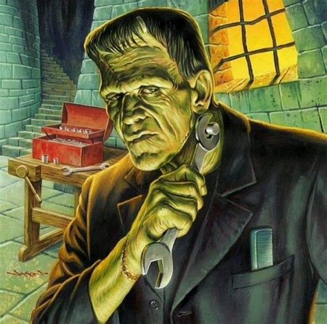 Frankenstein With His Tools Fine Adjustment Frankenstein Art