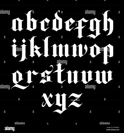 Blackletter Gothic Vector Font Lowercase Letters Stock Vector Image