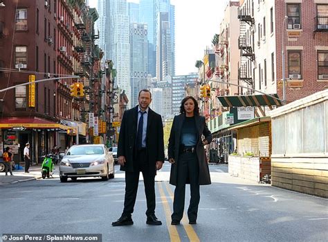 Donnie Wahlberg And Marisa Ramirez Are Pictured Working On The New York City Set Of Blue Bloods