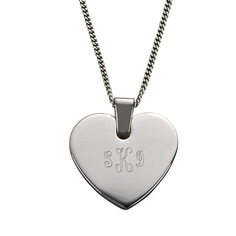 Engraved Stainless Steel Heart Shaped Pendant Necklace T T Jewelry T Personalized
