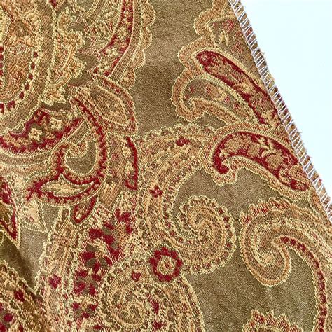 Clayton Marcus Fabric Swatch Gold Red Paisley Damask Pattern Craft 12