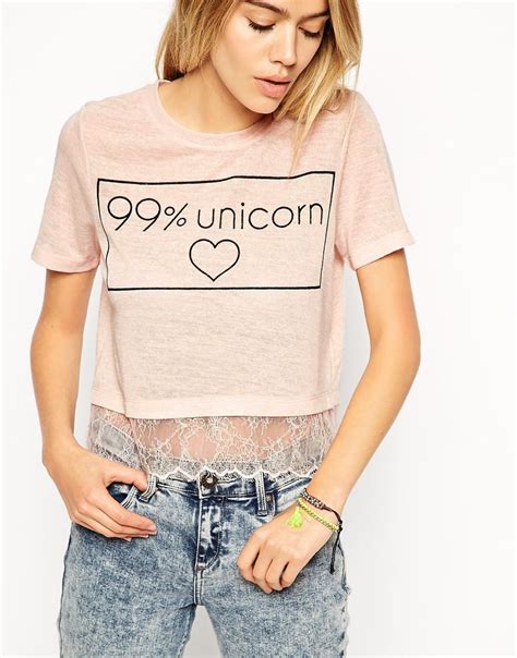 Asos T Shirt In Texture With Glitter 99 Unicorn Print At