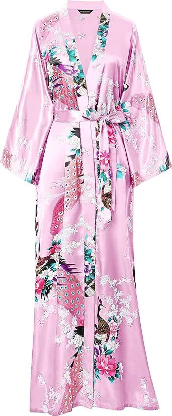 babeyond women s kimono robe long robes with peacock and blossoms printed kimono outfit light
