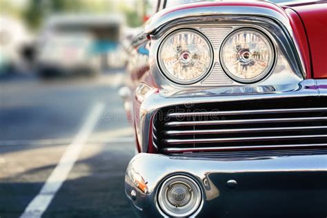 Classic Car Headlights Close Up Stock Image Image Of Transportation