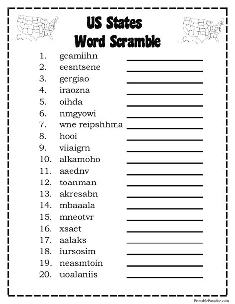 Posted in printable puzzles, printable word search puzzles. Printable States Word Scramble Game