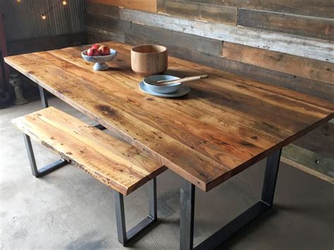 Vintage Industrial Rustic Reclaimed Plank Top Dining Table