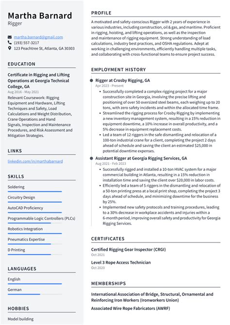 Top 16 Rigger Resume Objective Examples Resumecat