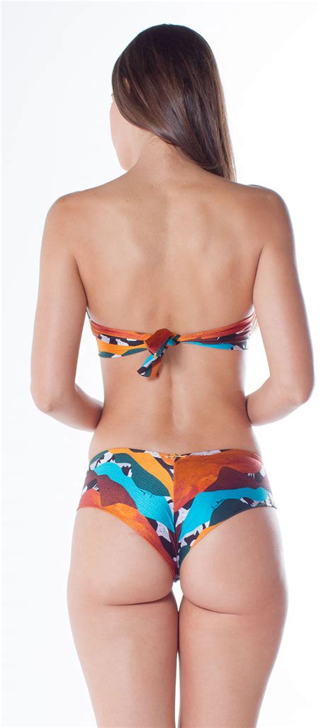 Printed Bandeau Bikini With Zipper And Folding Wide Sides Ziper Dunas