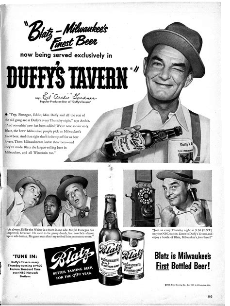 1950 blatz beer duffys tavern ed archie gardner original 13 5 etsy beer advertising old