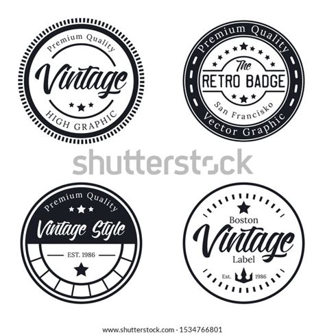 Set Vintage Logo Premium Quality Circle Stock Vector Royalty Free