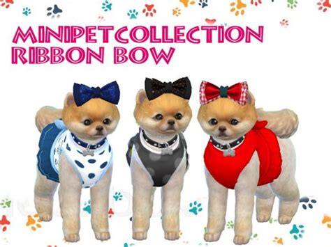 Chuvadepratas Minipet Ribbon Bow Collection Sims 4 Pets Sims Pets