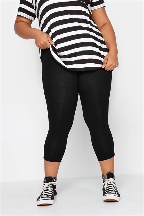 plus size black tummy control soft touch cropped leggings yours clothing