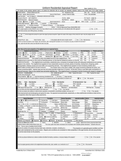 Uniform Residential Appraisal Report Example Fill Out And Sign Online