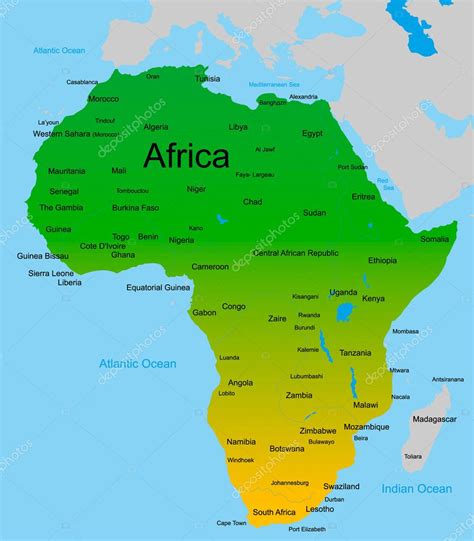 Carte Du Continent Africain — Image Vectorielle Olinchuk © 9378692
