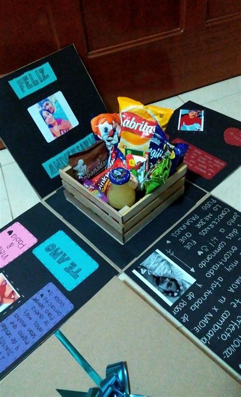 Caja Sorpresa De Feliz Aniversario Con Dulces Regalos Para Mi Novio