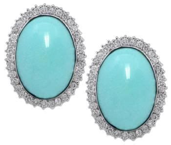 Persian Turquoise 1 75ct Diamond 18k Gold Earrings Diamond Earrings