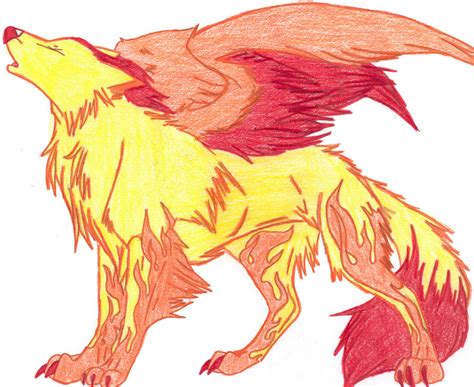 Flare The Winged Fire Wolf By Downpourpony On Deviantart