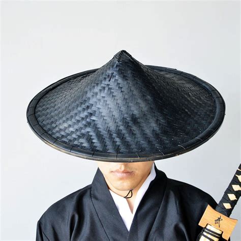 Volcanic Cone Black Bamboo Hat Samurai Hat Cosplay Asian Hat Dia 185