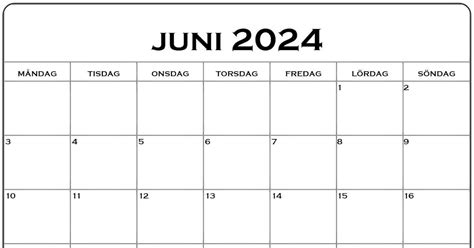 Kalender Juni Skriva Ut Almanacka Juni Skriva Ut Gratis