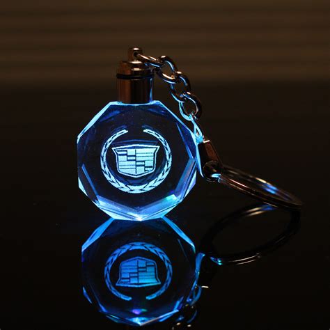 Keychain With Car Logo Laser Engraved Crystal Body Wcolorful Led Light